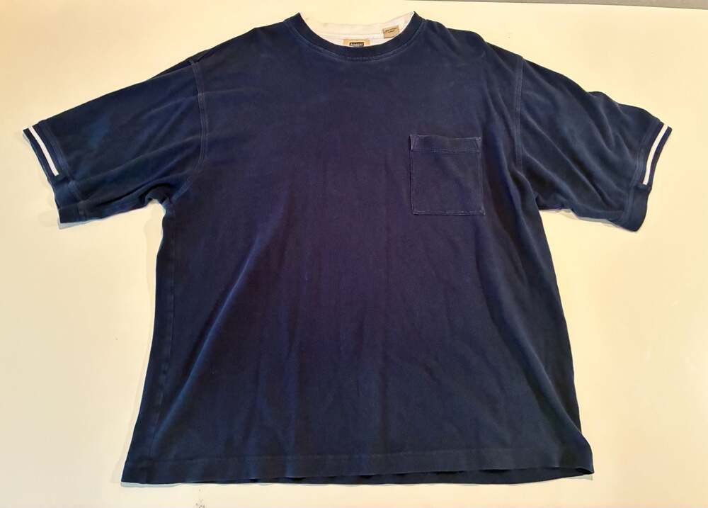 Haggar Vintage Navy Blue Mock Layer Pocket T-Shirt